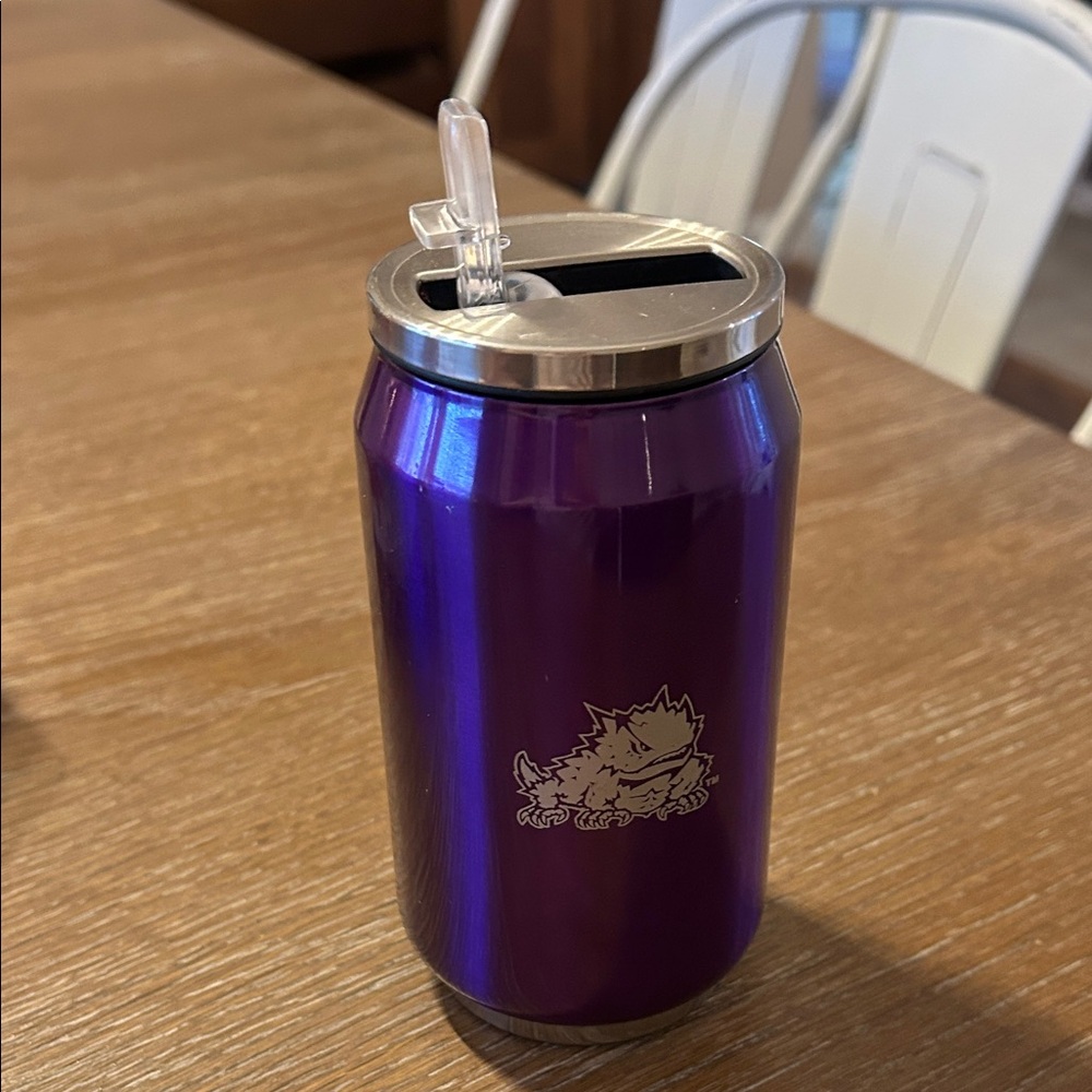 3 for $20 bundle! TCU Purple Can-Shaped Tumbler with Straw